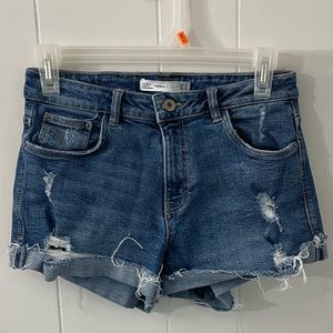 Zara Distressed Jean Shorts